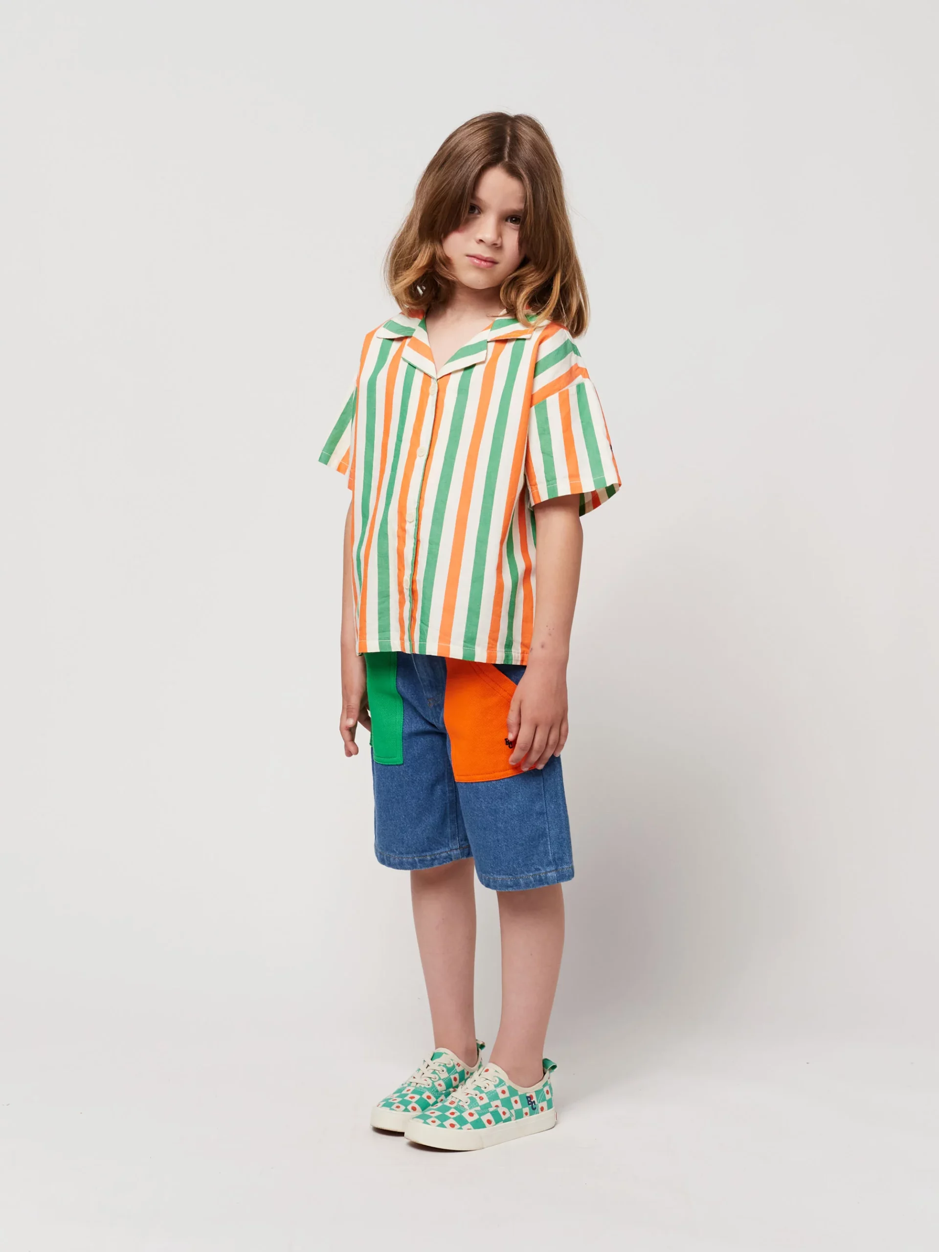 bobo Choses Spodenki denim Color Block11