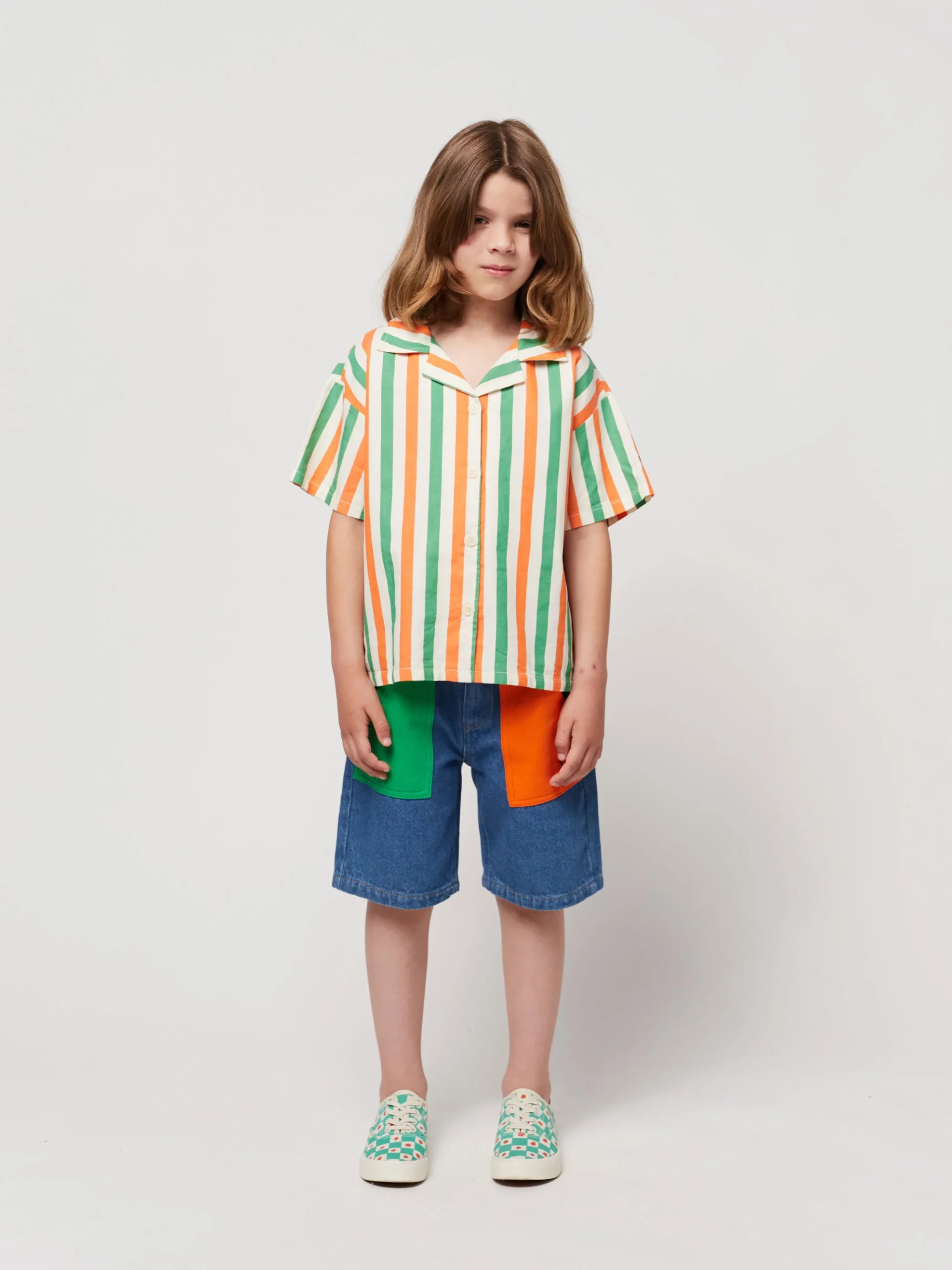 bobo Choses Spodenki denim Color Block2
