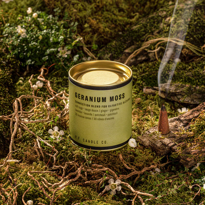 Kadzidełka stożkowe Geranium Moss P. F. Candle.