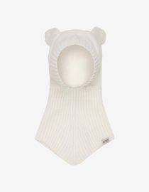 Kominiarka z wełny merino z uszami misia Off White