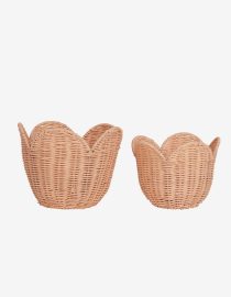 Zestaw rattanowych koszy Rattan Lily Seashell Pink