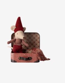 Świąteczna myszka z walizce Christmas mouse, Baby in suitcase maileg Hello Berry myszka elf