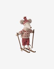 Zimowa myszka Mama z nartami maileg Myszka Winter mouse with ski set, Mum - Red