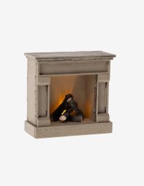 Drewniany kominek z lampką Off White maileg Fireplace, Mouse