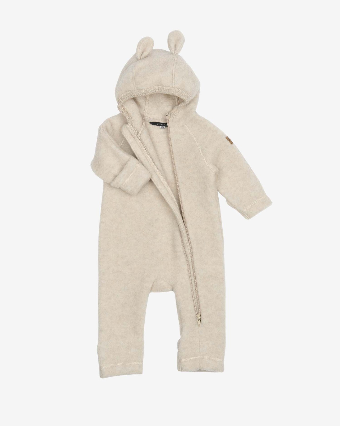 helloberry.pl mikk-line Kombinezon z uszami misia z wełny merino Melange Offwhite 1 Kombinezon z uszami misia z wełny merino Off white Mikk-line Kombinezon niemowlęcy merino softwool Hello Berry