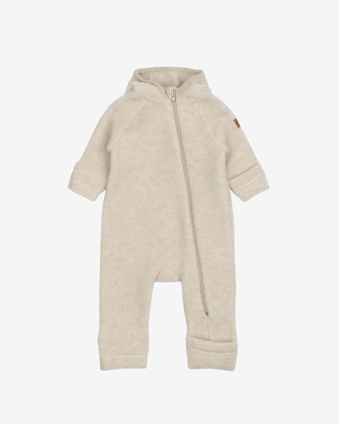 helloberry.pl mikk-line Kombinezon z uszami misia z wełny merino Melange Offwhite 2 Kombinezon z uszami misia z wełny merino Off white Mikk-line Kombinezon niemowlęcy merino softwool Hello Berry