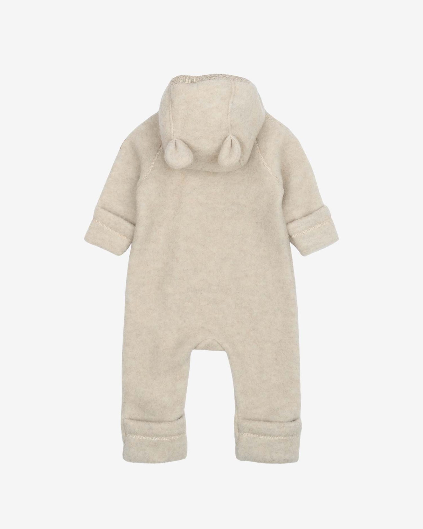 helloberry.pl mikk-line Kombinezon z uszami misia z wełny merino Melange Offwhite 3 Kombinezon z uszami misia z wełny merino Off white Mikk-line Kombinezon niemowlęcy merino softwool Hello Berry