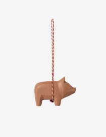 Drewniana zawieszka świąteczna Pig Old Rose
