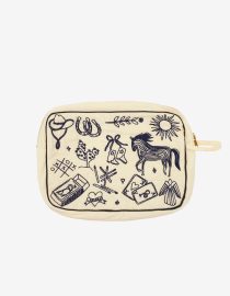Duża haftowana kosmetyczka Polly Vanilla habiiba hello berry kosmetyczka gaftowana retro vintage make up clutch