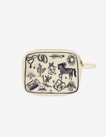 Duża haftowana kosmetyczka Polly Vanilla habiiba hello berry kosmetyczka gaftowana retro vintage make up clutch