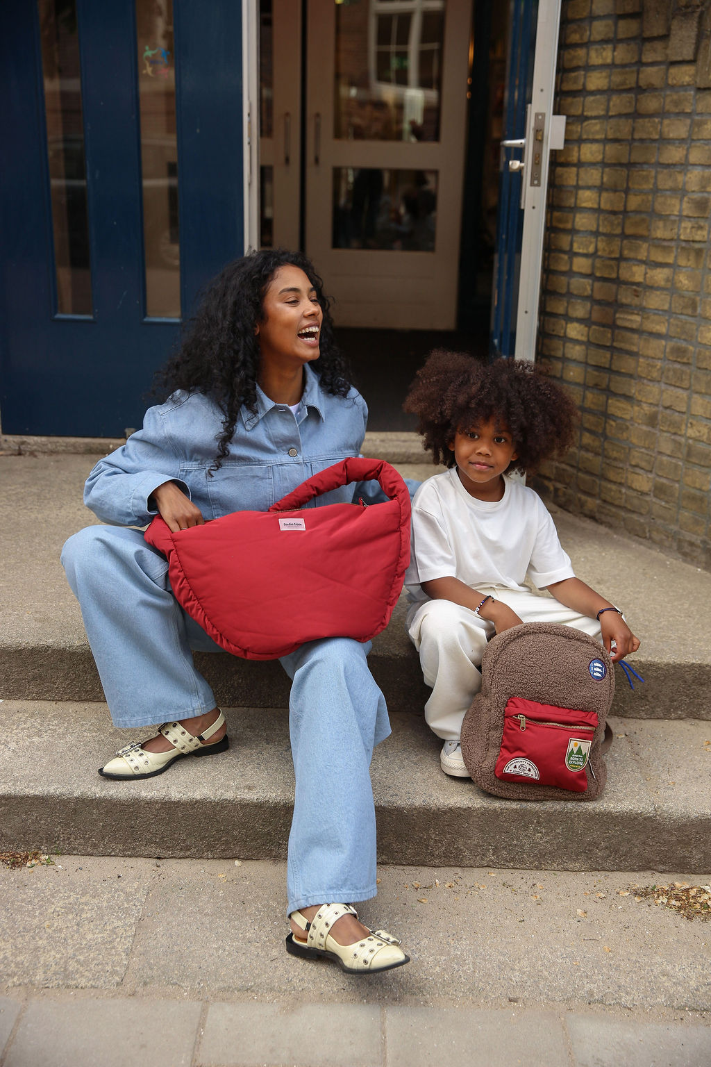 Burgundy Puffy Cross Body Bag + Midi Backpack2