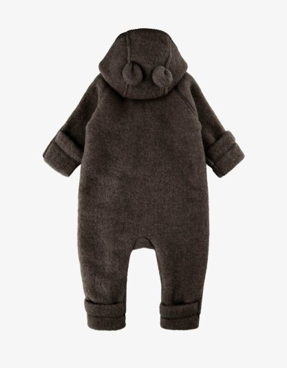 merino, wełna merynosów, kombinezon niemowlęcy, kombinezon dziecięcy, kombinezon z uszami misia, kombinezon zimowy, kombinezon do wózka, kombinezon Mikk-Line, kombinezon Hello Berry, kombinezon Dark Brown