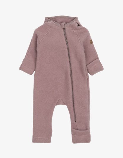 Kombinezon z uszami misia z wełny merino | Twilight Mauve