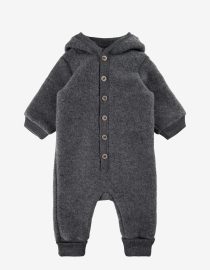 MIKK-LINE Kombinezon z wełny merino z kapturem | Anthracite Melange helloberry.pl