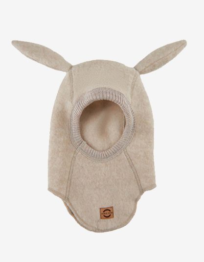 Offwhite MIKK-LINE Kominiarka merino z uszami królika