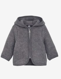 Kurtka merino z uszami misia | Grey Melange Huttelihut Engel HUTTEliHUT - Jacket Ears Wool Fleece 480664 - 1220 - Medium Grey Melange