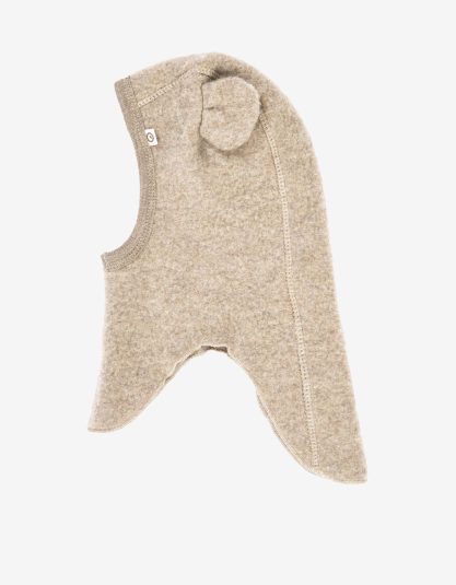 Kominiarka merino z uszami misia Woolly | Balsam Melange musli by green cotton hello berry