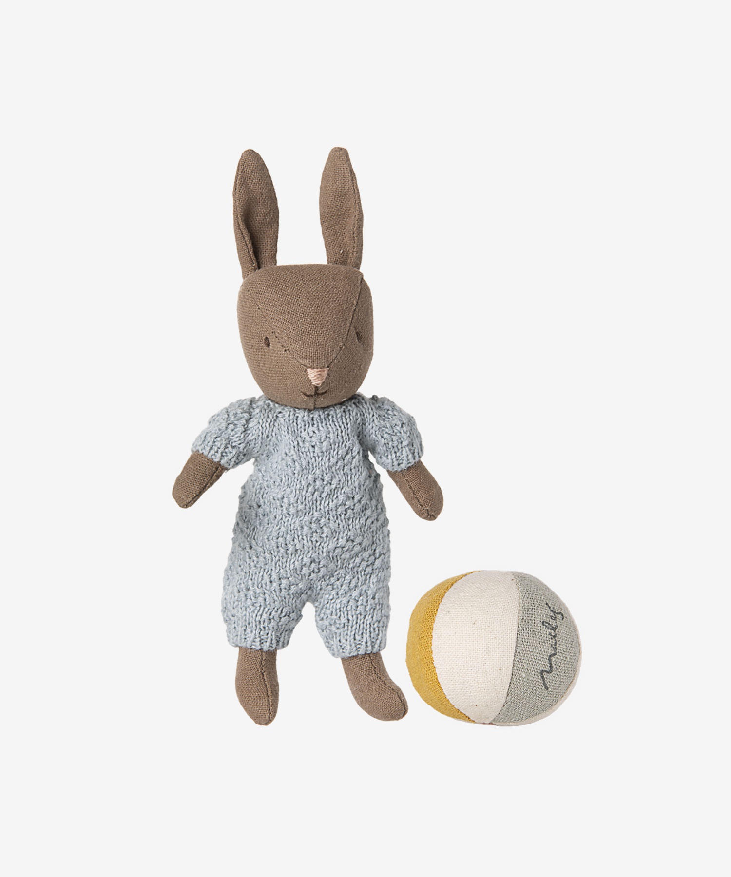 helloberry.pl-maileg-16-5034-00 Zestaw Króliczek Micro z piłeczką | Brown Blue hello berry