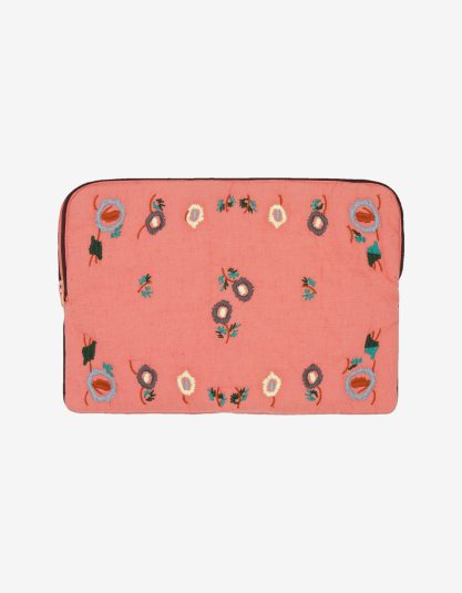 Haftowane etui na laptopa Flora 13” | Berry