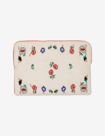 Haftowane etui na laptopa Flora 13” | Vanilla