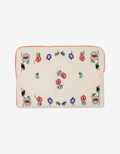 Haftowane etui na laptopa Flora 13” | Vanilla