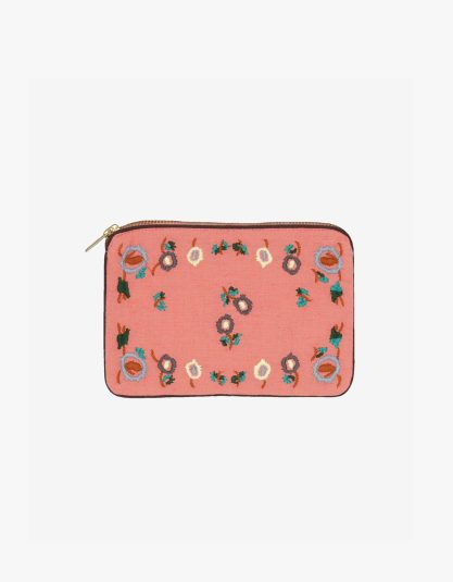 Mała haftowana saszetka Flora | Berry