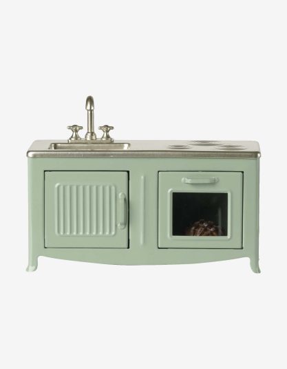 Kitchen, Mouse - Mint hello berry kuchnia dla myszek Maileg Maileg kitchen blue mini kuchnia dla lalek kuchnia retro zabawka mebelki dla myszek Maileg akcesoria domek dla lalek metalowa kuchnia zabawka kuchnia dla lalek retro maileg meble dla myszek