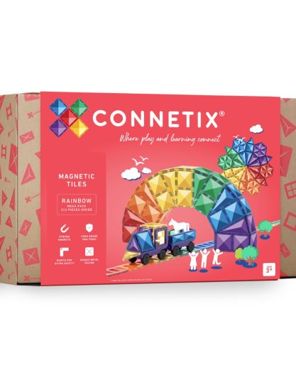 Connetix Rainbow Mega Pack 212, duży zestaw klocków magnetycznych, klocki magnetyczne dla dzieci, klocki magnetyczne 212 elementów, klocki edukacyjne STEAM, kolorowe klocki magnetyczne, zestaw klocków kreatywnych, klocki konstrukcyjne dla dzieci, bezpieczne klocki BPA free, prezent dla dziecka 3+