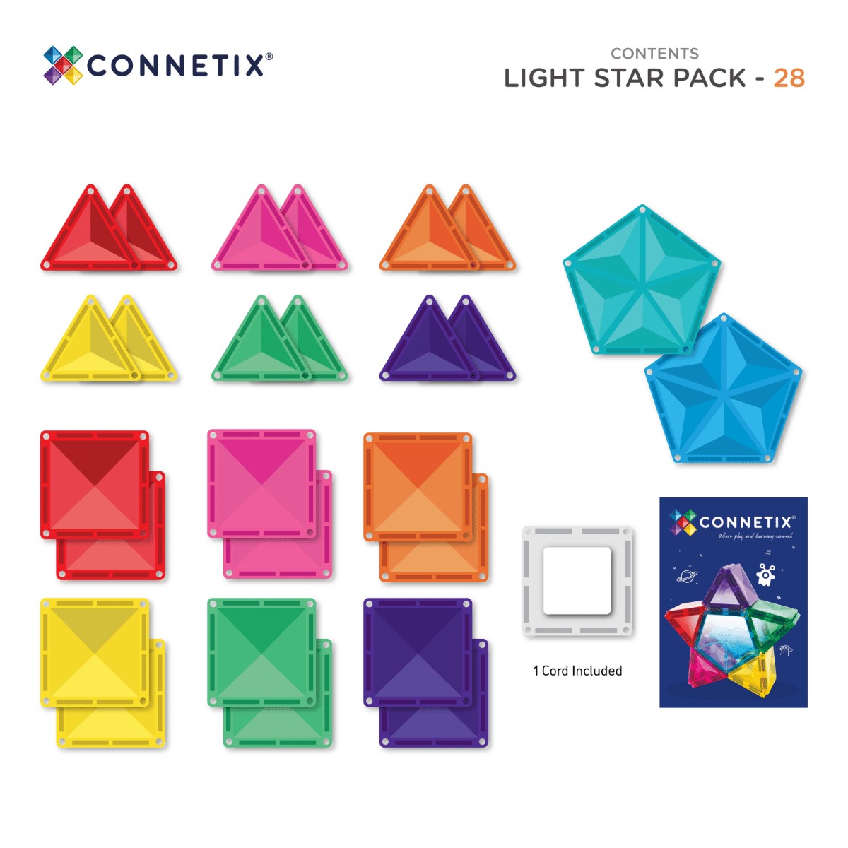 Świecące klocki magnetyczne | Star Light Pack78787