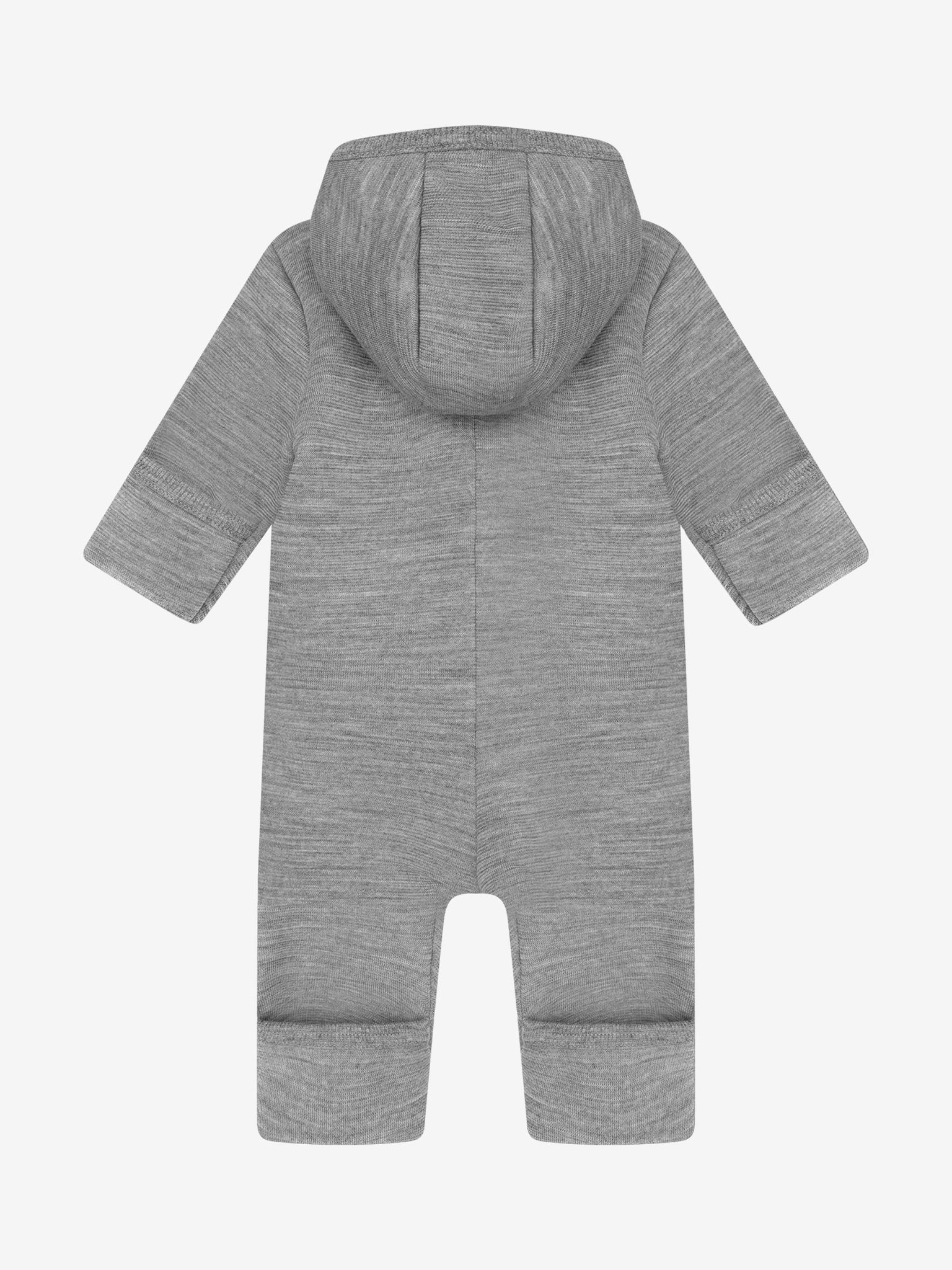 HUTTEliHUT - Pram Suit Wool Brushed Inside 480997 - 1220 - Medium Grey Melange2 Wyjątkowo miękki kombinezon z 100% wełny merino. Z zewnątrz ma gładką, dzianinową powierzchnię, która jest bardziej odporna na mechacenie, a od środka delikatnie szczotkowaną, puszystą wełnę, przyjemną dla skóry dziecka. Ciepły, oddychający i bardzo komfortowy na chłodniejsze dni. Ma kaptur, zamek z osłoną pod brodą oraz wywijane zakończenia rękawów i nogawek do rozmiaru 80. Skład: 100% wełna merino