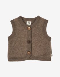 Müsli WOOLLY vest in merino wool fleece - Walnut melange Hello Berry concept dla dzieci sto procent merino