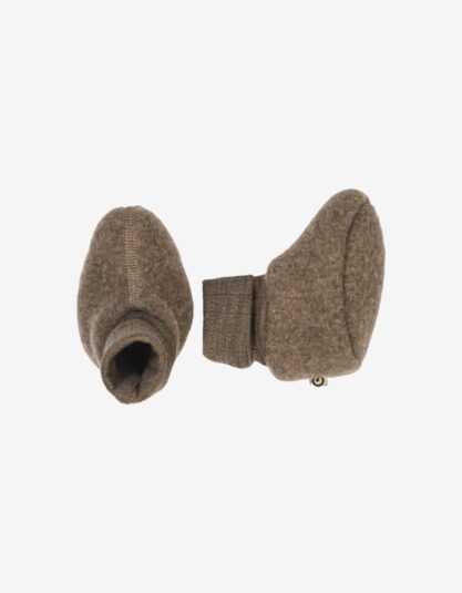 Müsli WOOLLY booties in merino wool fleece - Walnut melange