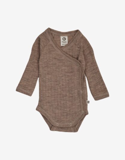 Kopertowe body merino Woolly Rib | Walnut Melange